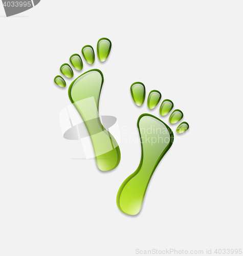 Image of Water green human foot print  isolated on white background