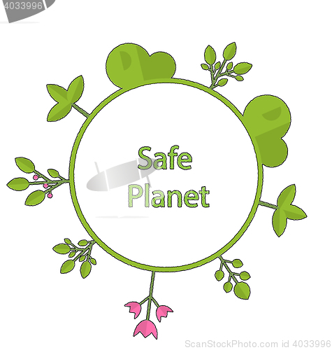 Image of Frame form circle green earth plant flower cry safe planet
