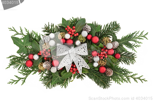 Image of Christmas Floral Decoration with Bow