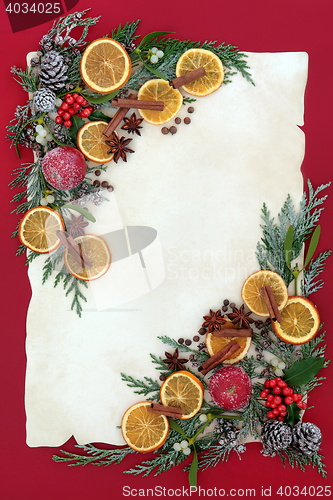 Image of Christmas Floral Border with Fruit and Spice