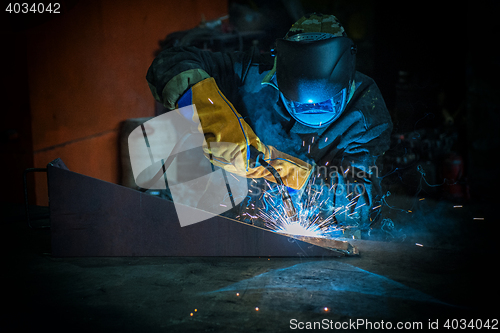 Image of worker welding metal