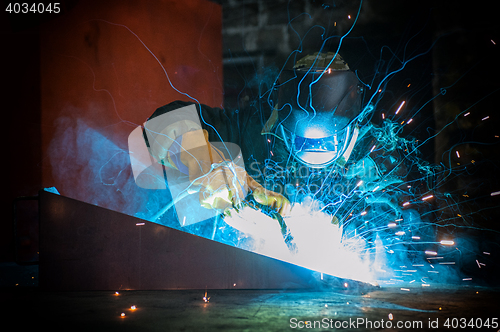 Image of worker welding metal