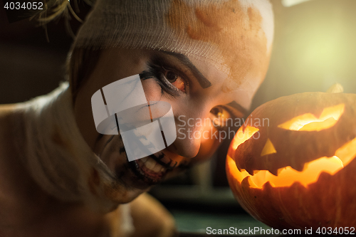 Image of Horrible girl with scary mouth and eyes