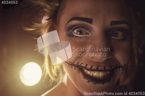 Image of Horrible girl with scary mouth and eyes