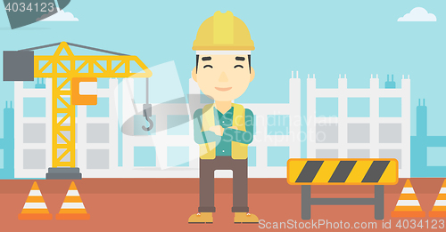 Image of Friendly builder with arms crossed.