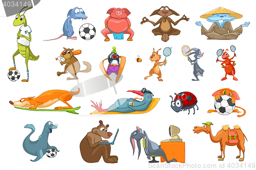 Image of Vector set of animals sport illustrations.