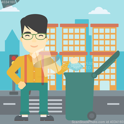 Image of Man throwing away trash vector illustration.