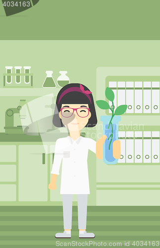 Image of Scientist with test tube vector illustration.