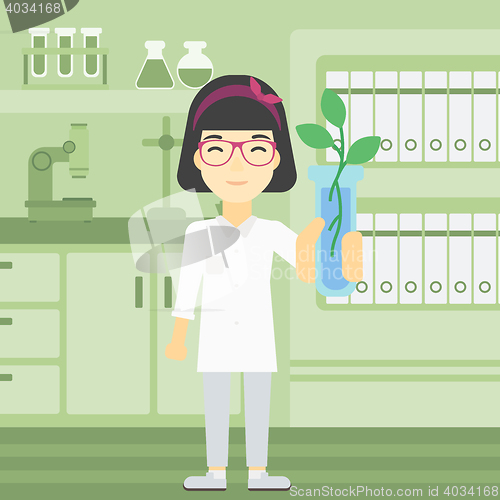 Image of Scientist with test tube vector illustration.