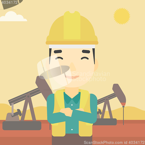 Image of Cnfident oil worker vector illustration.