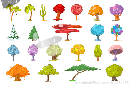 Image of Vector set of various trees illustrations.
