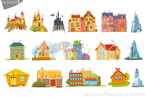 Image of Vector set of various houses illustrations.