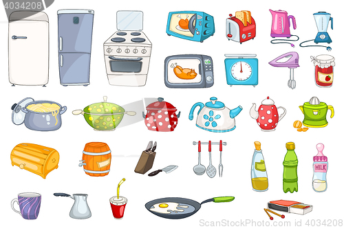 Image of Set of household appliances and kitchenware.