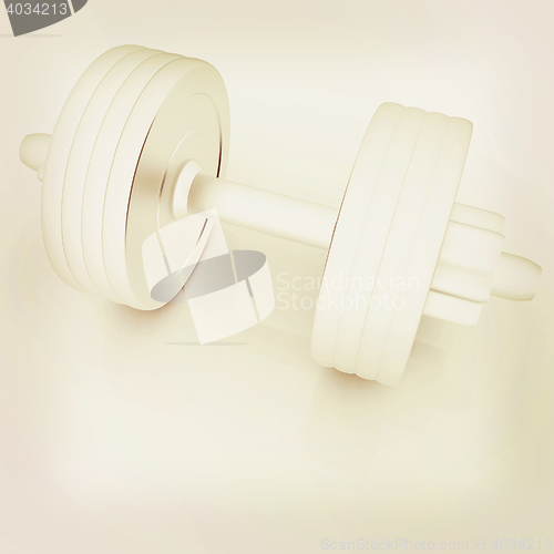 Image of Metall dumbbells on a white background. 3D illustration. Vintage