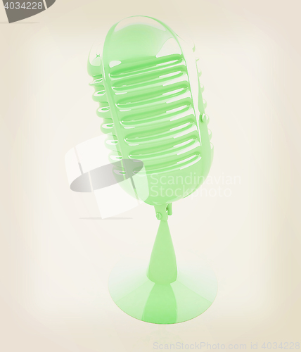 Image of 3d rendering of a microphone. 3D illustration. Vintage style.