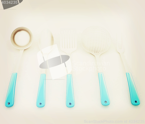 Image of cutlery on a white background . 3D illustration. Vintage style.