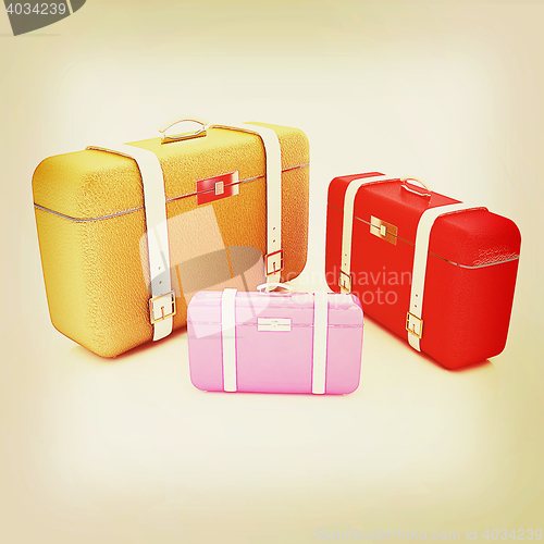 Image of Traveler\'s suitcases. 3D illustration. Vintage style.