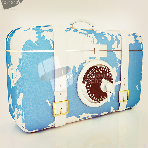 Image of suitcase-safe for travel . 3D illustration. Vintage style.