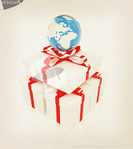 Image of earth for gift on a white background . 3D illustration. Vintage 