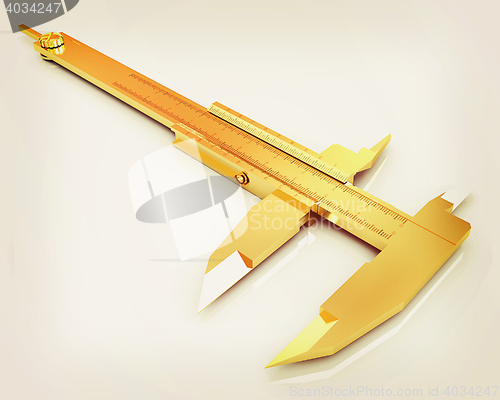 Image of Vernier caliper . 3D illustration. Vintage style.