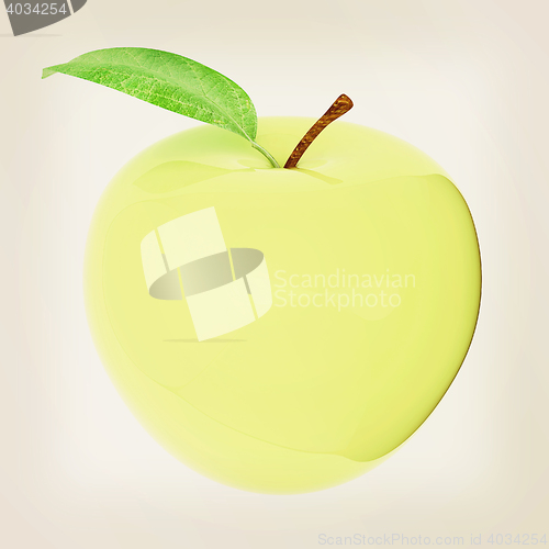 Image of Green apple, isolated on white background . 3D illustration. Vin