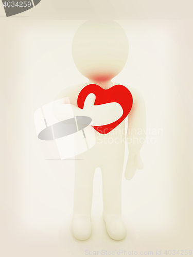 Image of 3d man holding his hand to his heart. Concept: \"From the heart\".