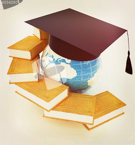 Image of Global Education. 3D illustration. Vintage style.