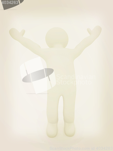 Image of 3d people - man by happy. 3D illustration. Vintage style.