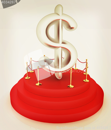 Image of Dollar sign on podium. 3D icon on white background . 3D illustra