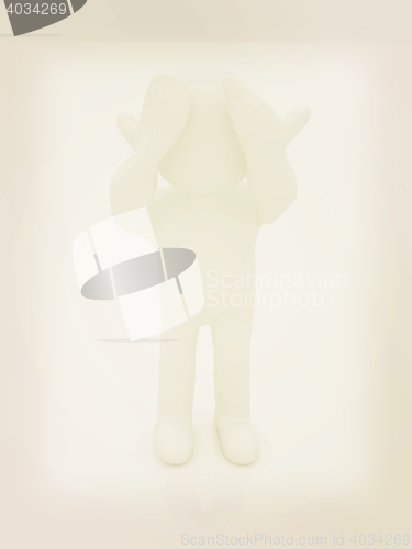 Image of 3d personage with hands on face on white background. Series: hum