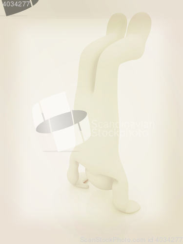 Image of 3d man isolated on white. Series: morning exercises - performs t