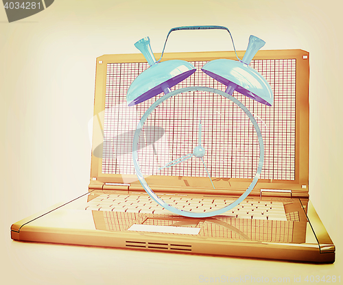 Image of Notebook and clock . 3D illustration. Vintage style.