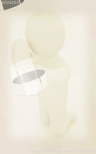 Image of 3d mans on his knees. Christian prayer concept. 3D illustration.