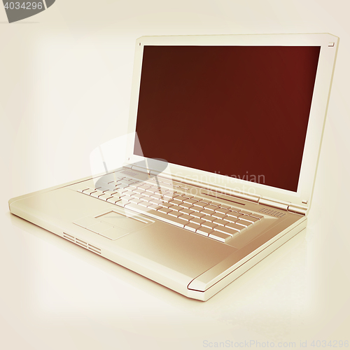 Image of Laptop Computer PC. 3D illustration. Vintage style.