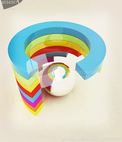 Image of Abstract colorful structure with ball in the center . 3D illustr