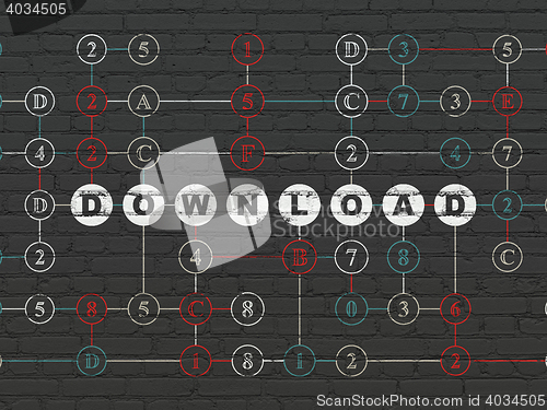 Image of Web development concept: Download on wall background