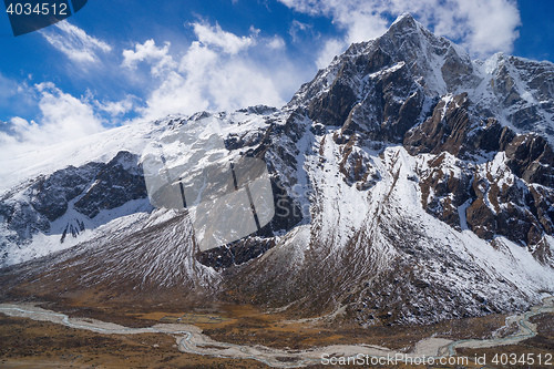 Image of Himakaya mountains Pheriche valley and Taboche peak