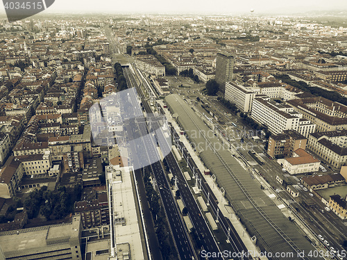 Image of Aerial view of Turin vintage desaturated