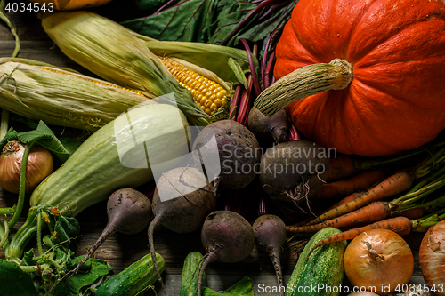 Image of Overhead view of freshly vegetables