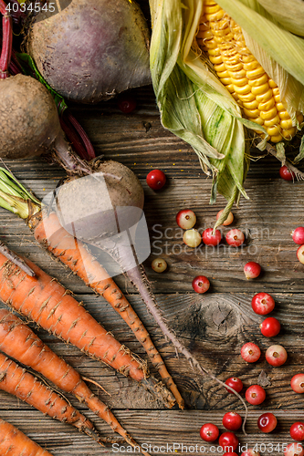 Image of Berries and rustic vegetables