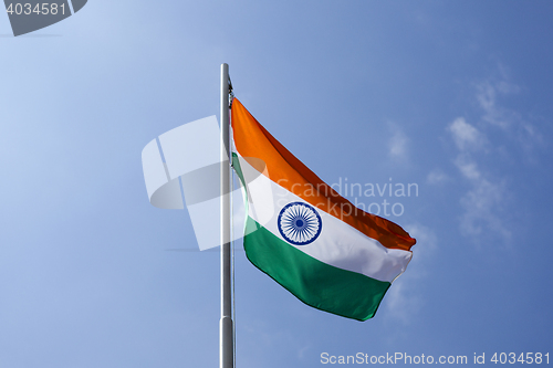 Image of National flag of India on a flagpole