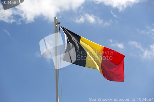 Image of National flag of Belgium on a flagpole