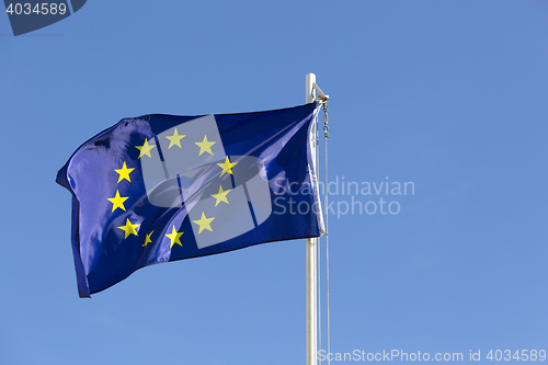 Image of Flag of European Union on a flagpole