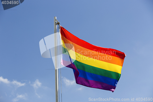 Image of Rainbow flag on a flagpole
