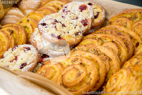 Image of fresh baked cookies fluffy croissants pastries