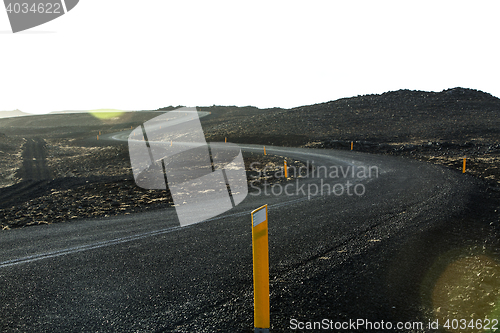 Image of Wet and slippery road in Iceland, wintertime