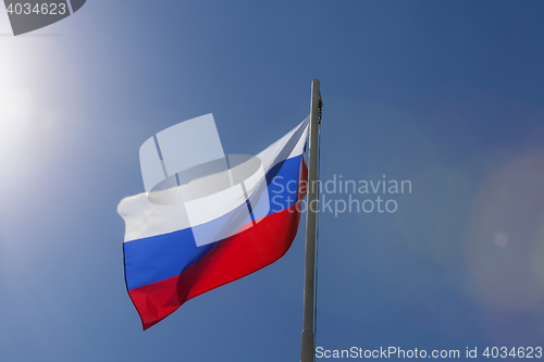 Image of National flag of Russia on a flagpole