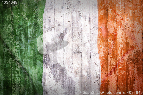 Image of Grunge style of Ireland flag on a brick wall