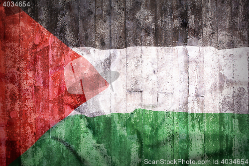 Image of Grunge style of Palestine flag on a brick wall