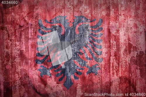 Image of Grunge style of Albania flag on a brick wall